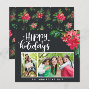 Budget Poinsettia Foto Happy Holidays Card