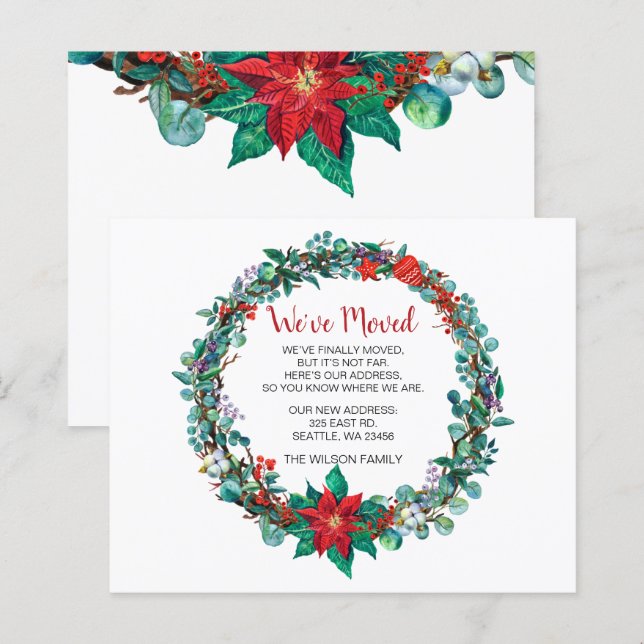 Budget Poinsettia Kranz Wir haben die Urlaubskarte (Vorne/Hinten)