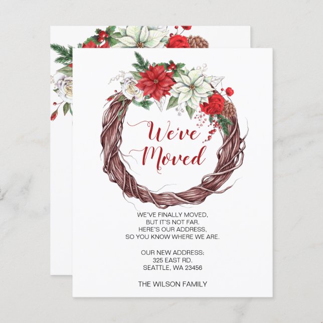 Budget Poinsettia Kranz Wir haben die Urlaubskarte (Vorne/Hinten)