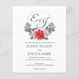 Budget Poinsettia Monogram Wedding Einladung