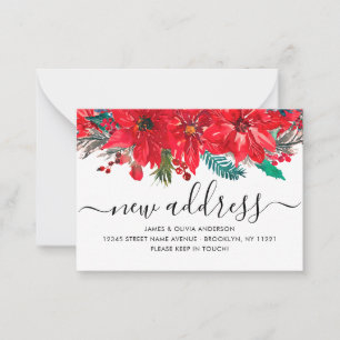 Budget Poinsettia New Address Holiday Moving Card Mitteilungskarte