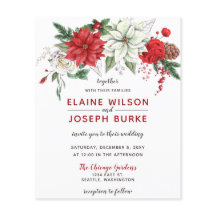 Budget Poinsettia Pine cone Einladung Hochzeit