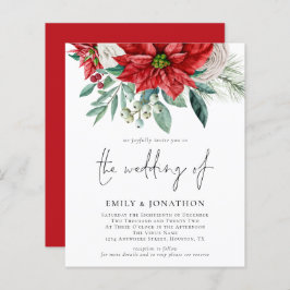 Budget Poinsettia QR Code Hochzeit Einladung