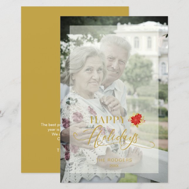 Budget Poinsettias Happy Holidays Foto Family (Vorne/Hinten)