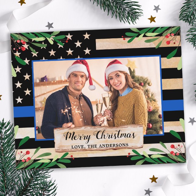 Budget Police Thin Blue Line USA Flag Weihnachten (Von Creator hochgeladen)