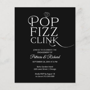 Budget Pop Fizz Clink Verlobungsfeier-Einladung