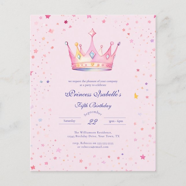 Budget Princess Crown Fairytale 5. Geburtstag (Vorderseite)