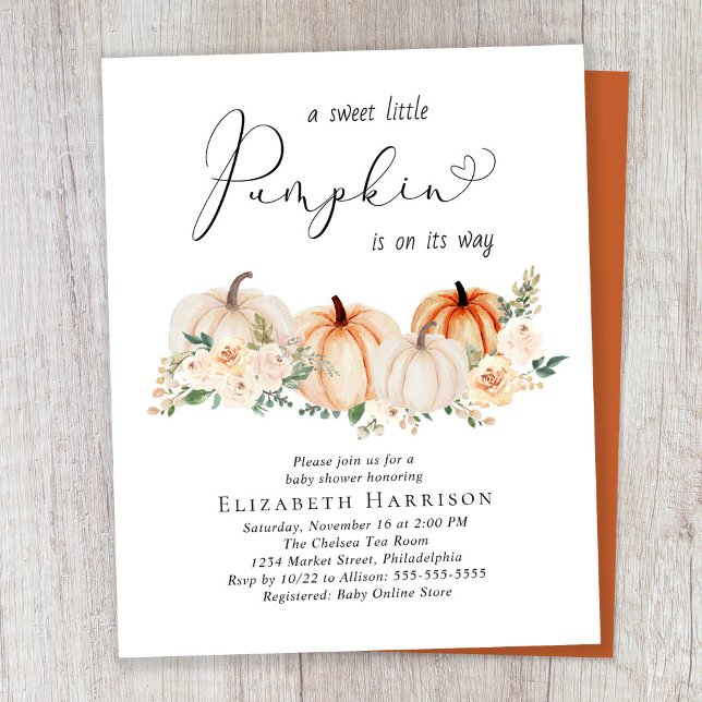 Budget Pumpkin Floral Baby Dusche Einladung (Von Creator hochgeladen)