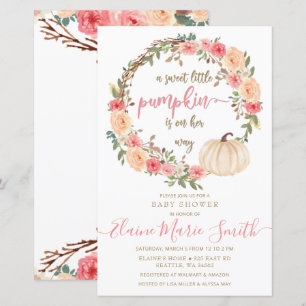 Budget Pumpkin Pink Girl Babydusche Einladung