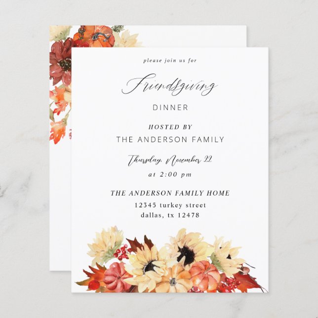 Budget Pumpkin & Sunflower Friendsgiving (Vorne/Hinten)