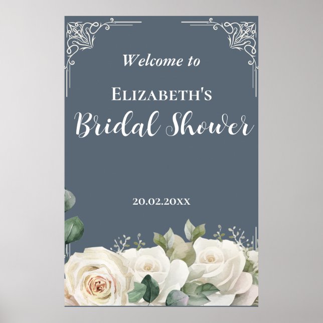 Budget Purple Florals Bridgerton Bridal Shower Poster (Vorne)