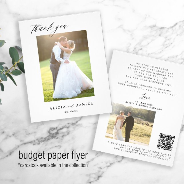 Budget QR CODE 2 Foto Hochzeits-Dankeschön Flyer (Von Creator hochgeladen)