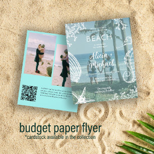 Budget QR CODE 3 Foto Sommer Strand Hochzeit Flyer