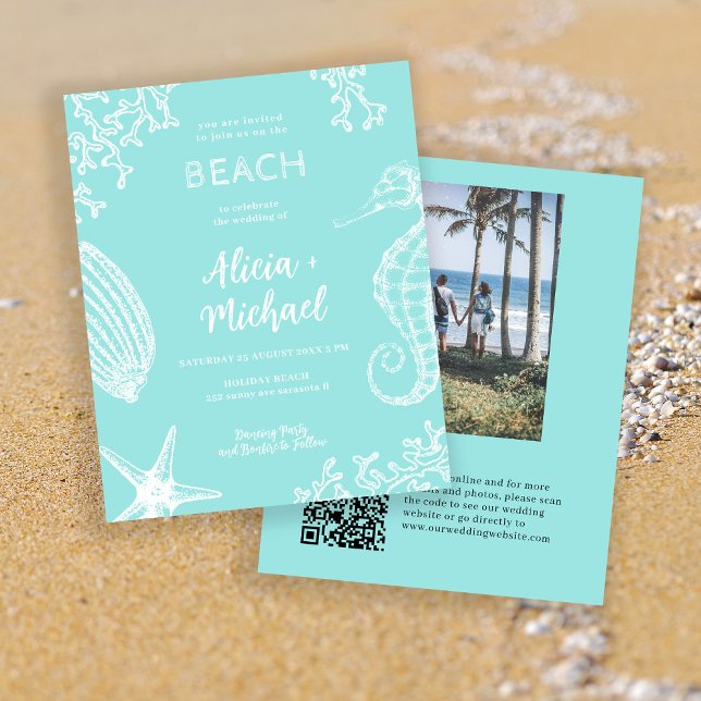 Budget QR CODE Beach Foto Hochzeit Einladung (Von Creator hochgeladen)