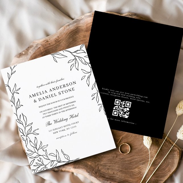 Budget QR Code Black & White Wedding Einladung (Von Creator hochgeladen)
