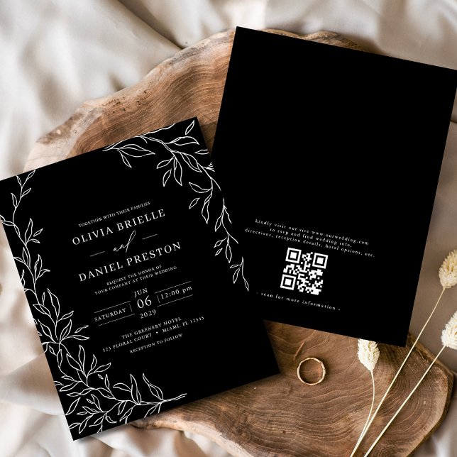 Budget QR Code Black & White Wedding Einladung (Von Creator hochgeladen)