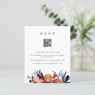 Budget QR CODE Blumen elegante Einladung RSVP