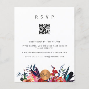 Budget QR CODE Blumen elegante Einladung RSVP Flyer