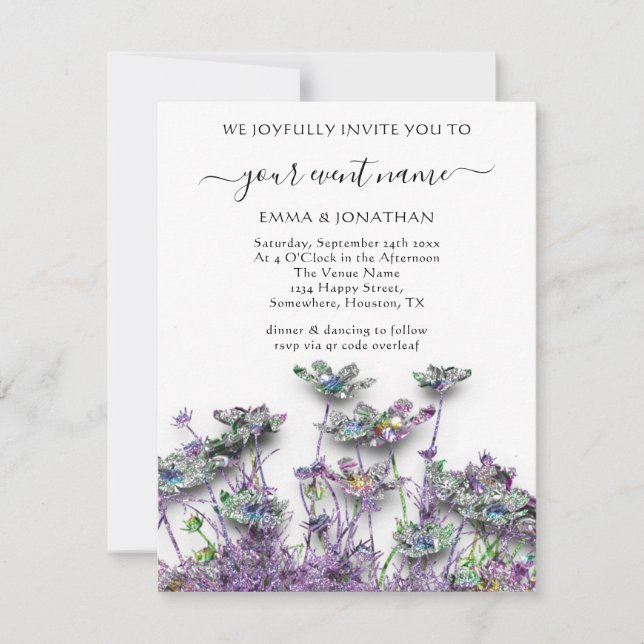 Budget QR CODE Blumenwiese Lila (Vorderseite)