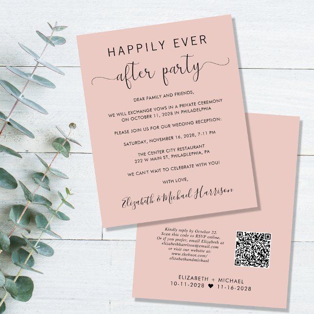Budget QR Code Blush Hochzeitsempfehlung Einladung (Von Creator hochgeladen)