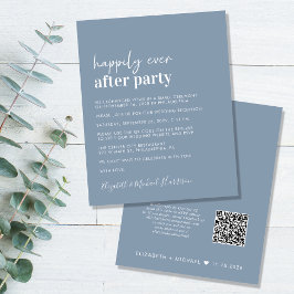 Budget QR Code Dusty Blue Wedding Reception Einlad
