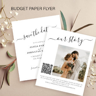Budget QR-Code einfaches Foto Hochzeit Heiratsantr Flyer