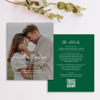 BUDGET-QR-Code Elegant Smaragdgrün Foto-Hochzeit