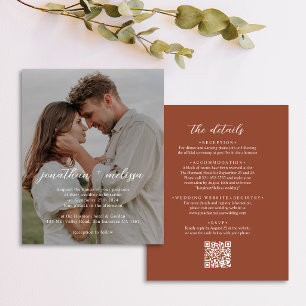 BUDGET-QR-Code Elegant Terrakotta-Foto-Hochzeit