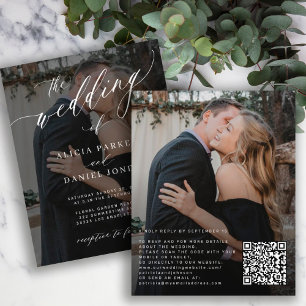 Budget QR CODE elegante 2 Fotos Hochzeitseinladung