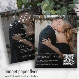Budget QR CODE elegante 2 Fotos Hochzeitseinladung Flyer