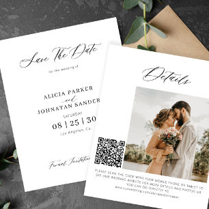 Budget QR-Code elegante Foto-Hochzeit Save-the-Dat
