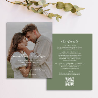 BUDGET-QR-Code Elegante Tief-Salbei-Grüne Hochzeit
