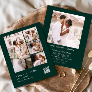Budget QR Code Emerald Green Wedding Einladung