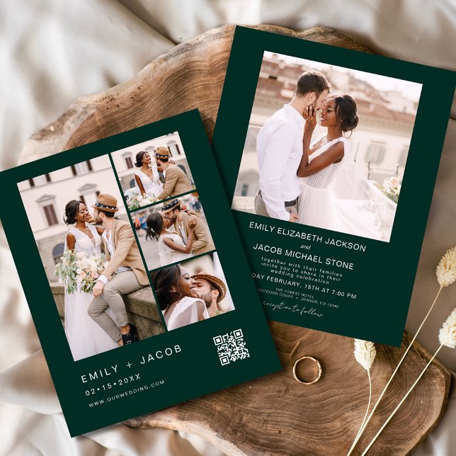 Budget QR Code Emerald Green Wedding Einladung (Von Creator hochgeladen)