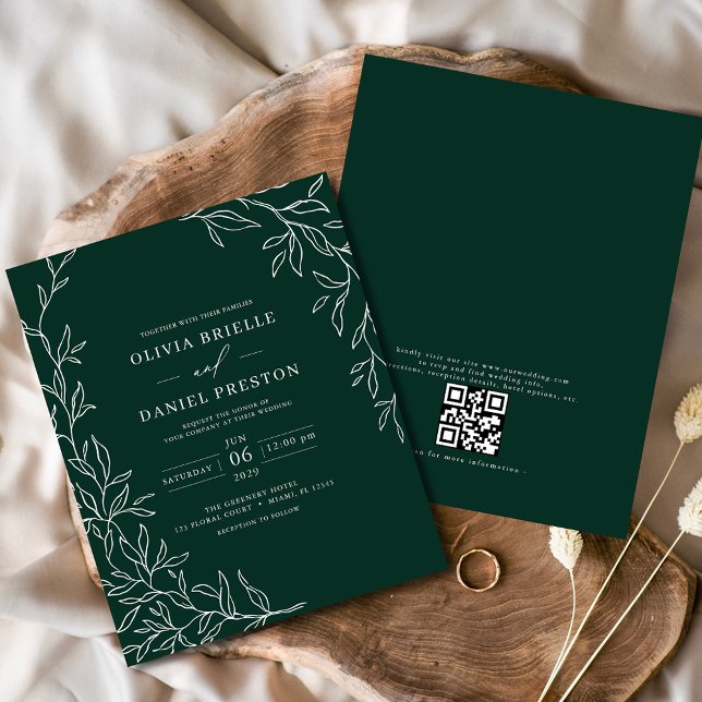 Budget QR Code Emerald Green Wedding Einladung Flyer (Von Creator hochgeladen)