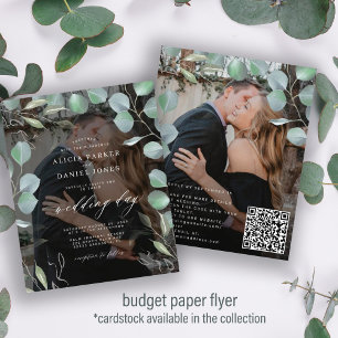 Budget QR CODE Eukalyptus-Foto-Hochzeitseinladung Flyer