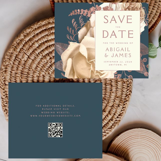 Budget QR Code Floral Aquamarin Wedding Save the D (Von Creator hochgeladen)