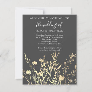 Budget QR CODE Floral Meadow Gold Grau