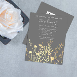 Budget QR CODE Floral Meadow Gold Grau