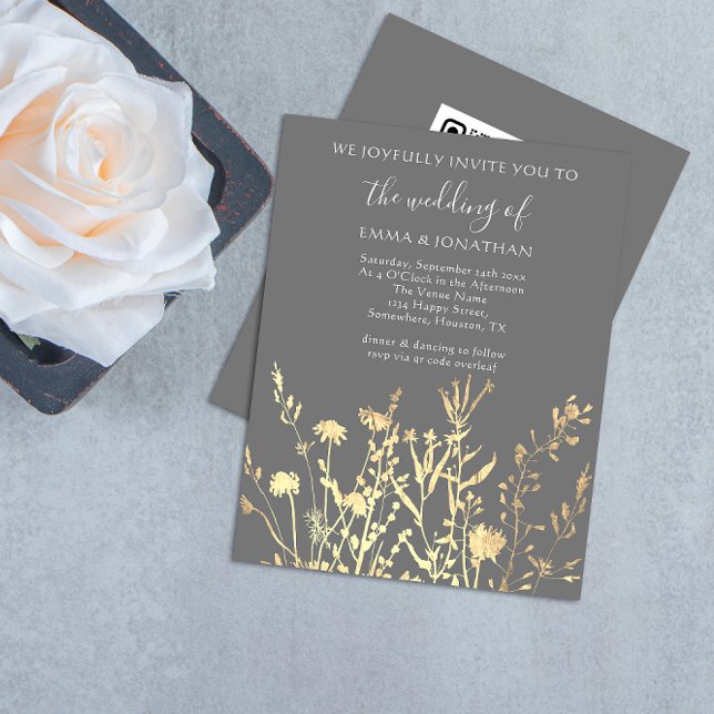 Budget QR CODE Floral Meadow Gold Grau (Budget QR CODE Floral Meadow Gold Gray)