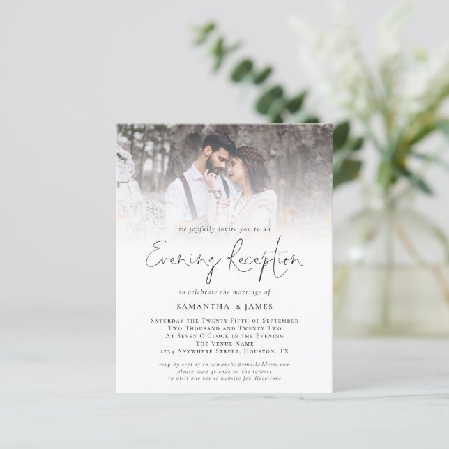 Budget QR Code Foto Abend Empfang Hochzeit (Stehend Vorderseite)
