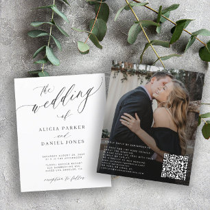 Budget QR-Code-Foto elegante Hochzeitseinladung