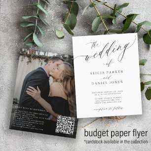 Budget QR-Code Foto elegante Hochzeitseinladung Flyer