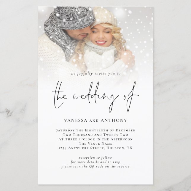 Budget QR Code Foto Hochzeit Einladung (Vorderseite)