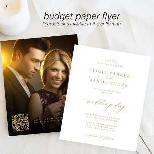 Budget QR Code Foto Hochzeit Einladung Flyer