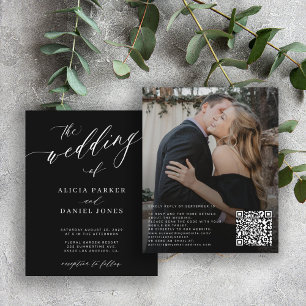 Budget QR-Code-Foto moderne Hochzeitseinladung