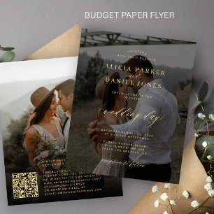 Budget QR CODE Foto-Overlay Hochzeits-Einladung Flyer