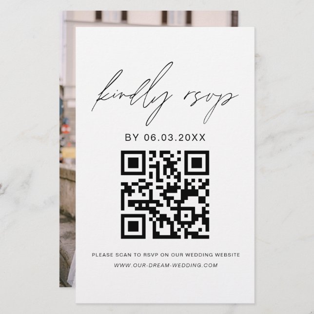 Budget QR Code Foto UAWG Minimalistisch Hochzeit (Vorne/Hinten)