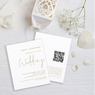 Budget QR Code Goldtypografie Einladung