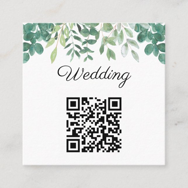 Budget QR Code Grüne Einladung Hochzeit (Vorderseite)